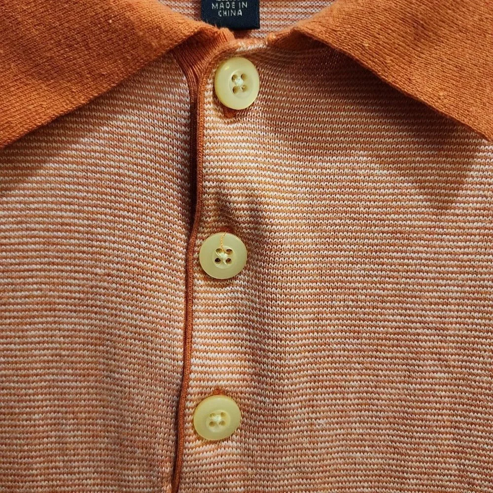 Banana Republic Heather Orange Silk Cotton Blend Short Sleeve Polo Shirt Size XL